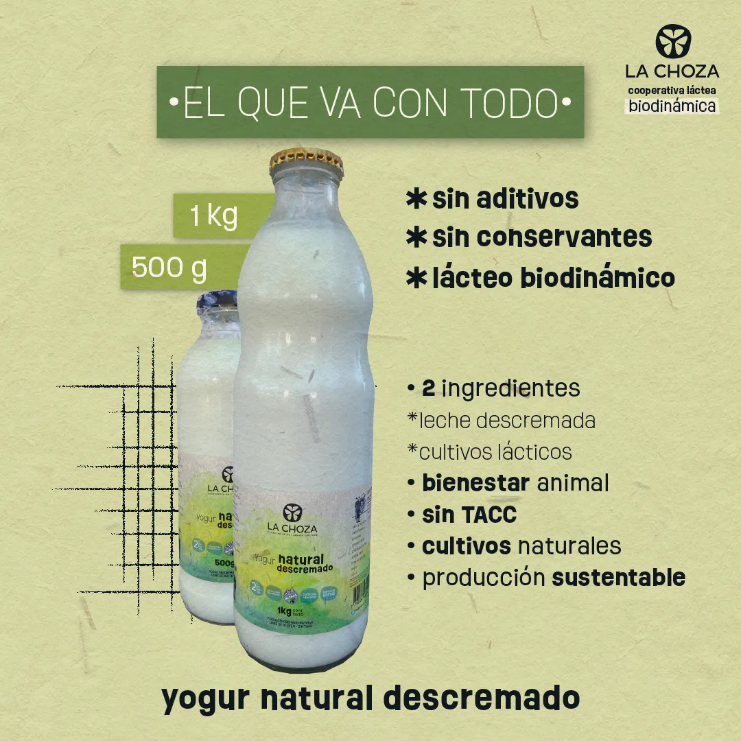 🥛 Yogurt Natural Descremado 1L “La Choza”